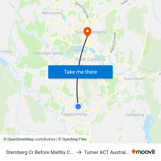 Sternberg Cr Before Maltby Cct to Turner ACT Australia map