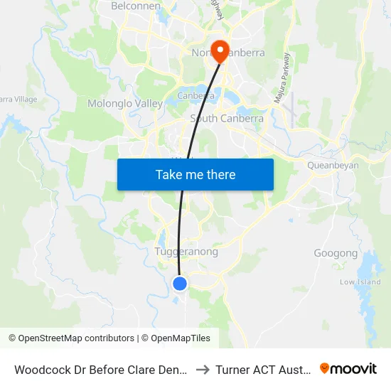 Woodcock Dr Before Clare Dennis Av to Turner ACT Australia map