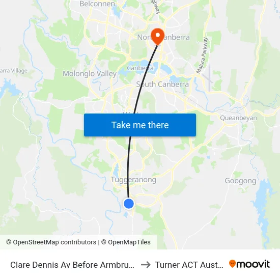 Clare Dennis Av Before Armbruster St to Turner ACT Australia map
