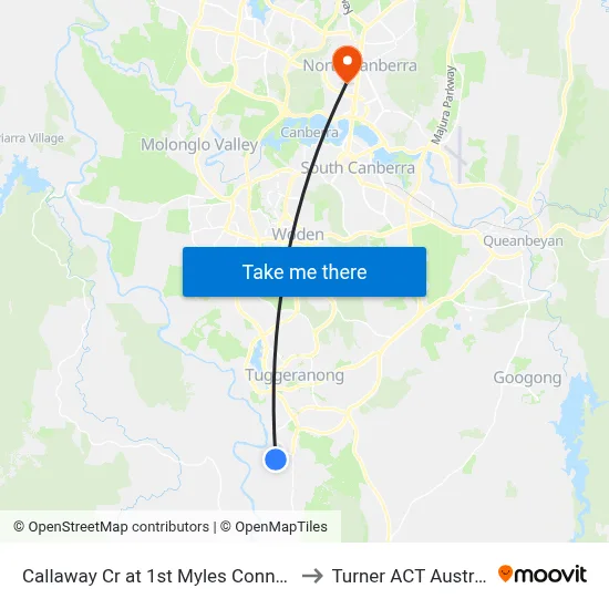 Callaway Cr at 1st Myles Connell Cr to Turner ACT Australia map