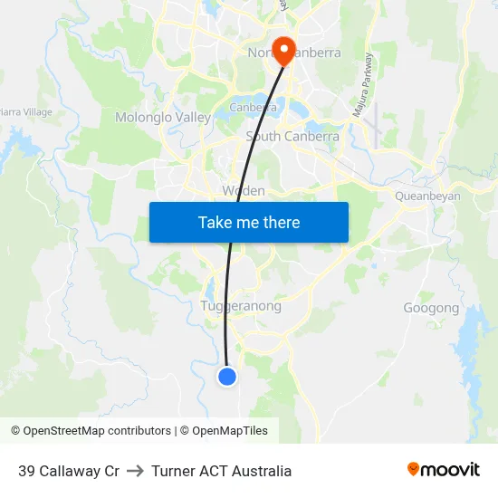 39 Callaway Cr to Turner ACT Australia map