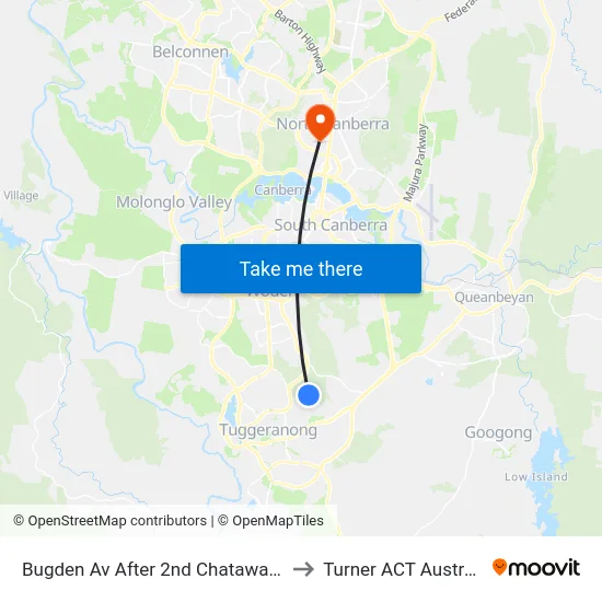 Bugden Av After 2nd Chataway Cr to Turner ACT Australia map