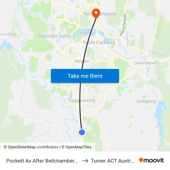 Pockett Av After Bellchambers Cr to Turner ACT Australia map