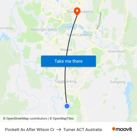 Pockett Av After Wilson Cr to Turner ACT Australia map