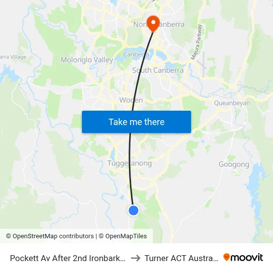 Pockett Av After 2nd Ironbark Cr to Turner ACT Australia map