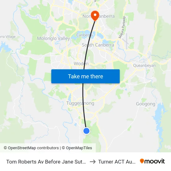 Tom Roberts Av Before Jane Sutherland St to Turner ACT Australia map