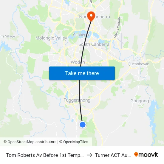 Tom Roberts Av Before 1st Templestowe Av to Turner ACT Australia map