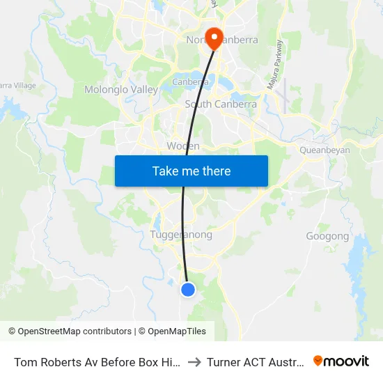 Tom Roberts Av Before Box Hill Av to Turner ACT Australia map