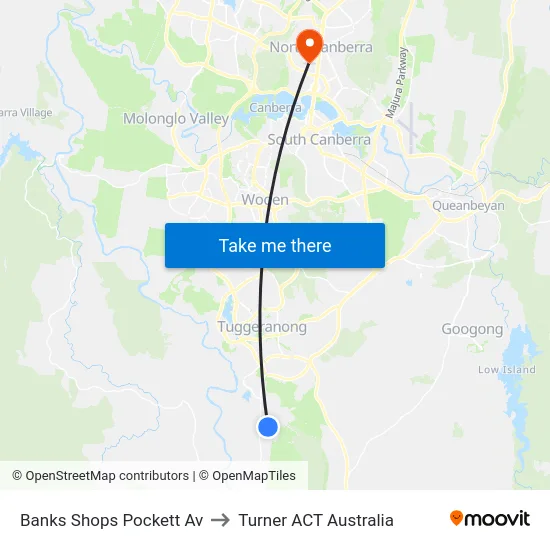 Banks Shops Pockett Av to Turner ACT Australia map
