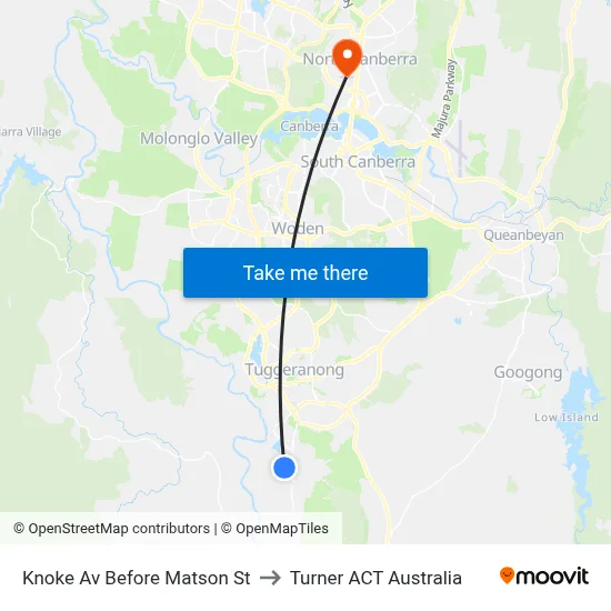 Knoke Av Before Matson St to Turner ACT Australia map
