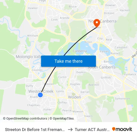 Streeton Dr Before 1st Fremantle Dr to Turner ACT Australia map