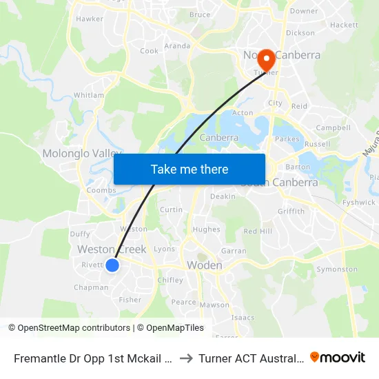 Fremantle Dr Opp 1st Mckail Cr to Turner ACT Australia map
