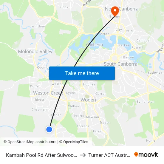 Kambah Pool Rd After Sulwood Dr to Turner ACT Australia map