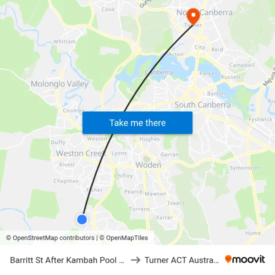 Barritt St After Kambah Pool Rd to Turner ACT Australia map