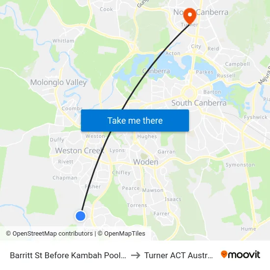 Barritt St Before Kambah Pool Rd to Turner ACT Australia map