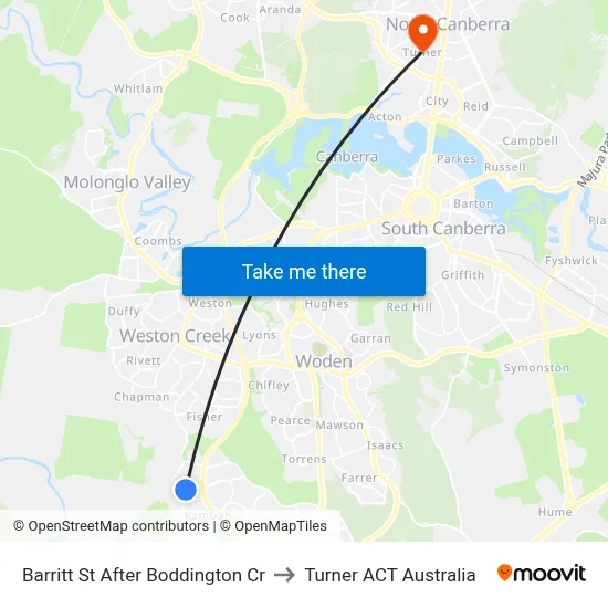 Barritt St After Boddington Cr to Turner ACT Australia map