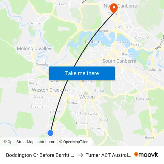 Boddington Cr Before Barritt St to Turner ACT Australia map