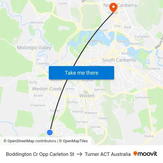 Boddington Cr Opp Carleton St to Turner ACT Australia map