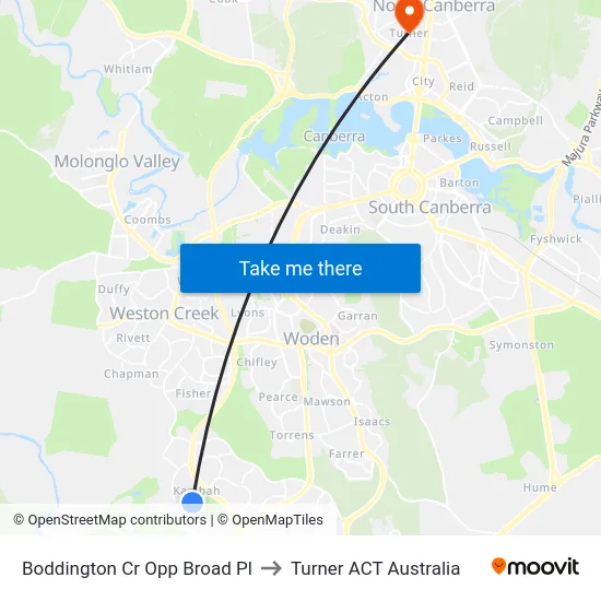 Boddington Cr Opp Broad Pl to Turner ACT Australia map