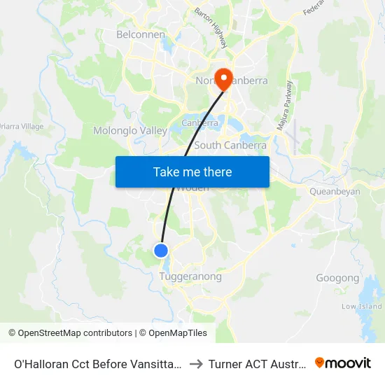 O'Halloran Cct Before Vansittart Cr to Turner ACT Australia map