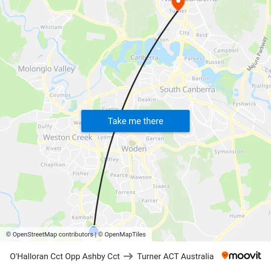 O'Halloran Cct Opp Ashby Cct to Turner ACT Australia map