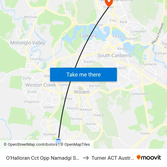 O'Halloran Cct Opp Namadgi School to Turner ACT Australia map