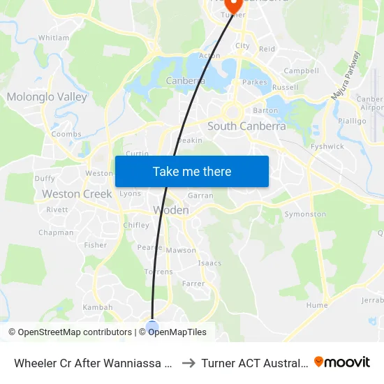 Wheeler Cr After Wanniassa Hs to Turner ACT Australia map