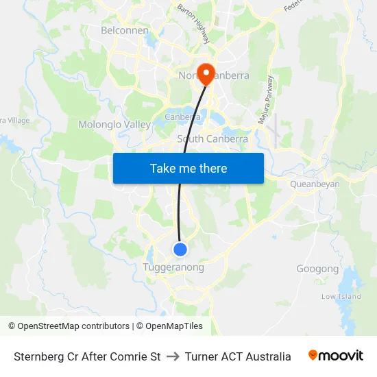 Sternberg Cr After Comrie St to Turner ACT Australia map