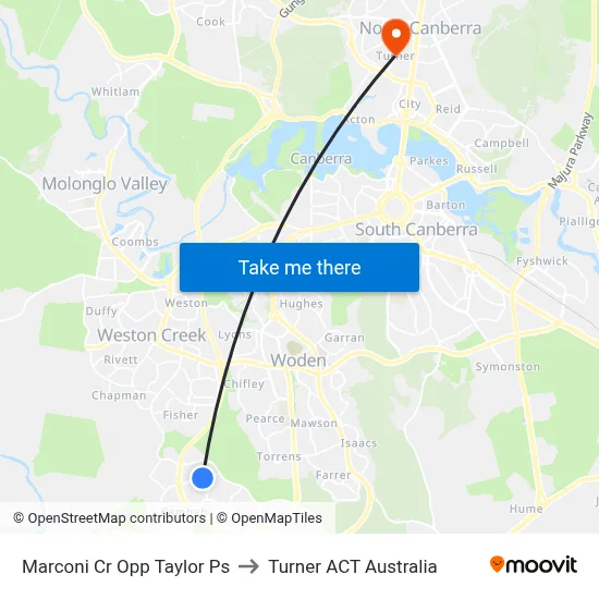 Marconi Cr Opp Taylor Ps to Turner ACT Australia map