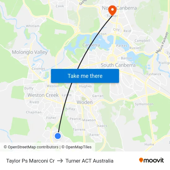 Taylor Ps Marconi Cr to Turner ACT Australia map