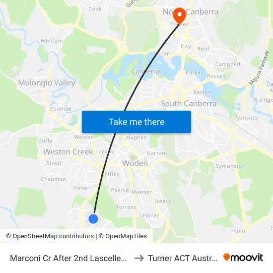 Marconi Cr After 2nd Lascelles Cct to Turner ACT Australia map