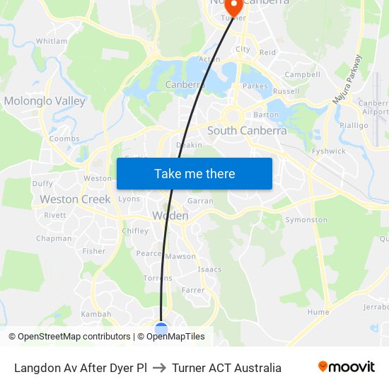 Langdon Av After Dyer Pl to Turner ACT Australia map