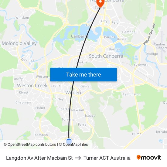 Langdon Av After Macbain St to Turner ACT Australia map