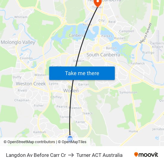 Langdon Av Before Carr Cr to Turner ACT Australia map