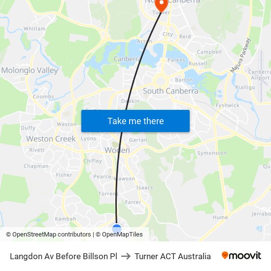 Langdon Av Before Billson Pl to Turner ACT Australia map