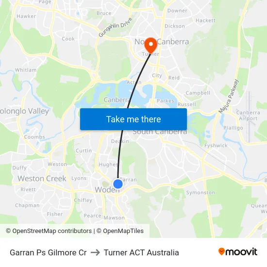 Garran Ps Gilmore Cr to Turner ACT Australia map