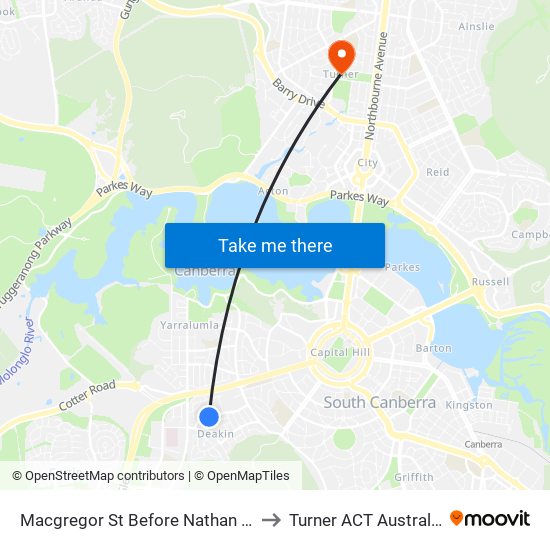 Macgregor St Before Nathan St to Turner ACT Australia map