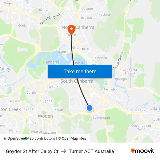 Goyder St After Caley Cr to Turner ACT Australia map