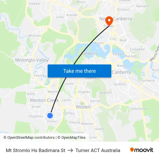 Mt Stromlo Hs Badimara St to Turner ACT Australia map