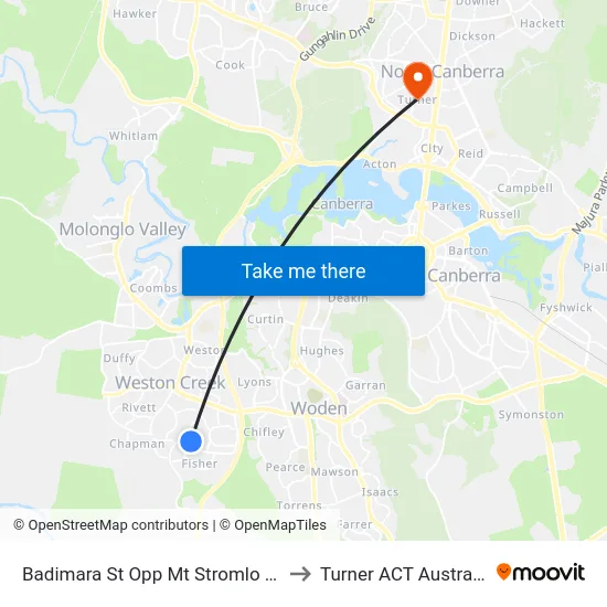 Badimara St Opp Mt Stromlo Hs to Turner ACT Australia map