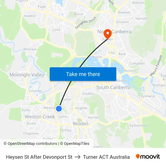 Heysen St After Devonport St to Turner ACT Australia map