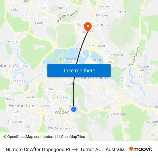 Gilmore Cr After Hopegood Pl to Turner ACT Australia map