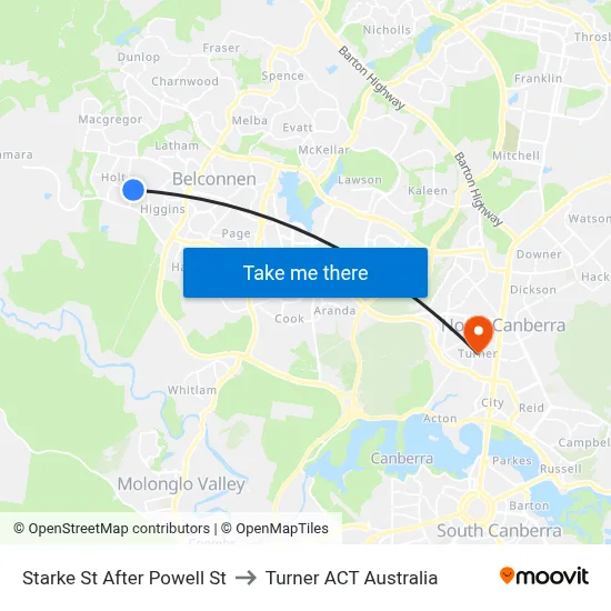 Starke St After Powell St to Turner ACT Australia map