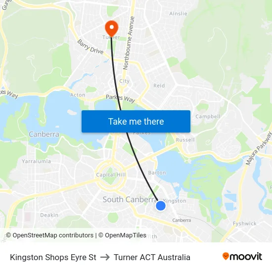 Kingston Shops Eyre St to Turner ACT Australia map