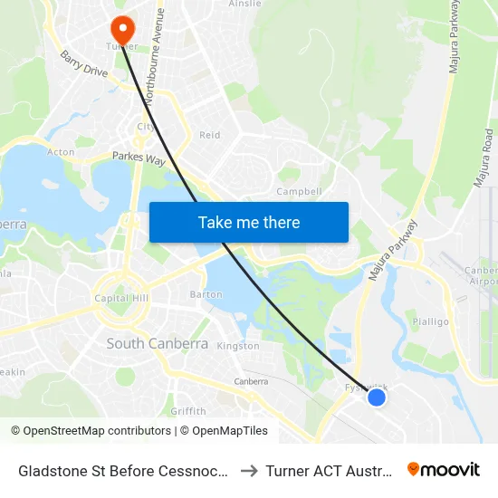 Gladstone St Before Cessnock St to Turner ACT Australia map
