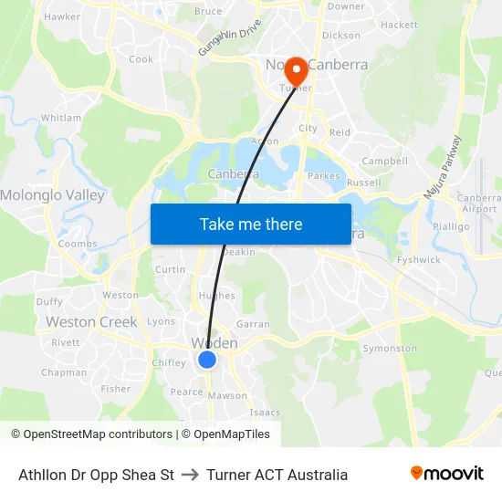Athllon Dr Opp Shea St to Turner ACT Australia map