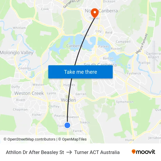 Athllon Dr After Beasley St to Turner ACT Australia map