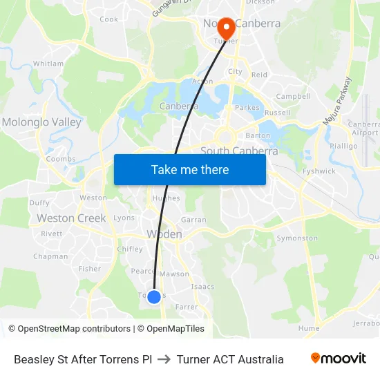 Beasley St After Torrens Pl to Turner ACT Australia map