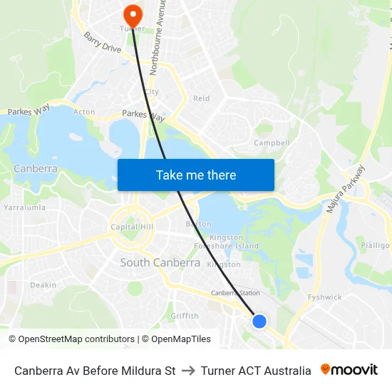 Canberra Av Before Mildura St to Turner ACT Australia map