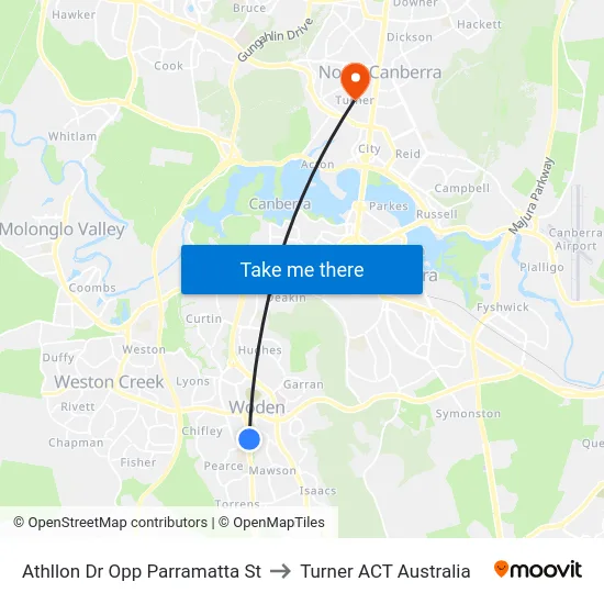 Athllon Dr Opp Parramatta St to Turner ACT Australia map